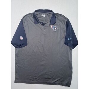 Tennessee Titans Polo Shirt Mens 2XL Gray Short Sleeve Logo Nike Dri Fit NFL